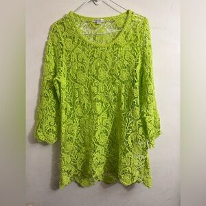Erin London Lime Green Lace Women's Swim Cover or Top Size Small